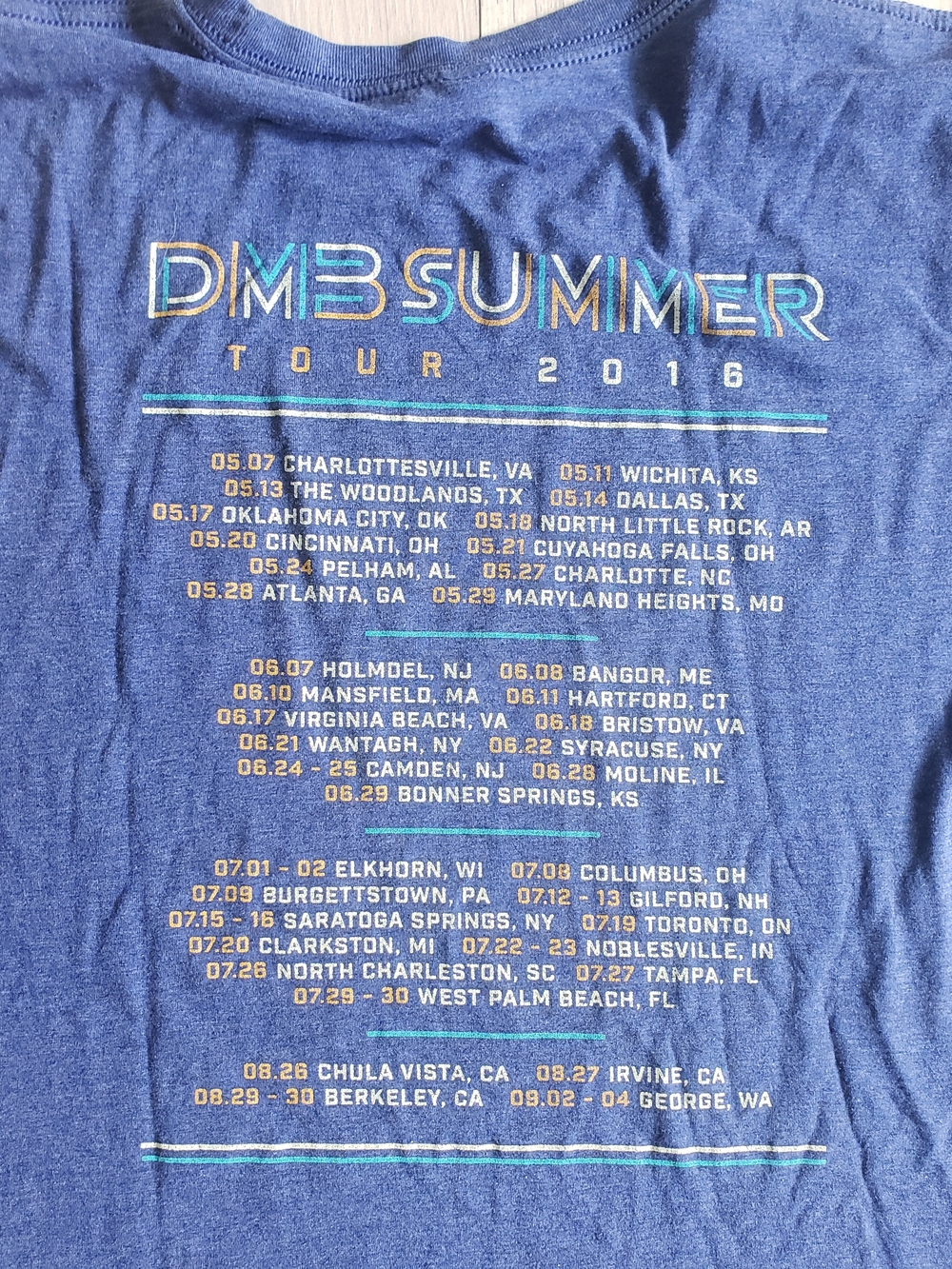 Dave Matthews Band Tour 2016 Shirt Large Navy Blue Short-Sleeve Graphic Tee DMB